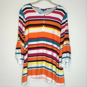 John Mark Tunic Striped Multicolor Bell Sleeves